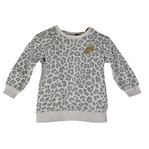 NIKE Baby Girls White w/ Gray Cheetah Print Sweatshirt - Size 12M